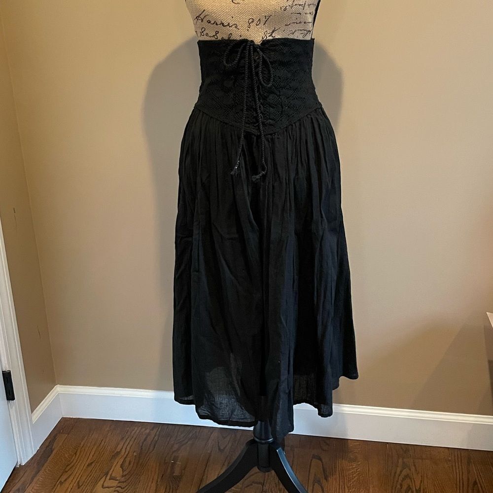 NWT Free People Jen's Pirate Booty Black Lace Up Skirt XS #217